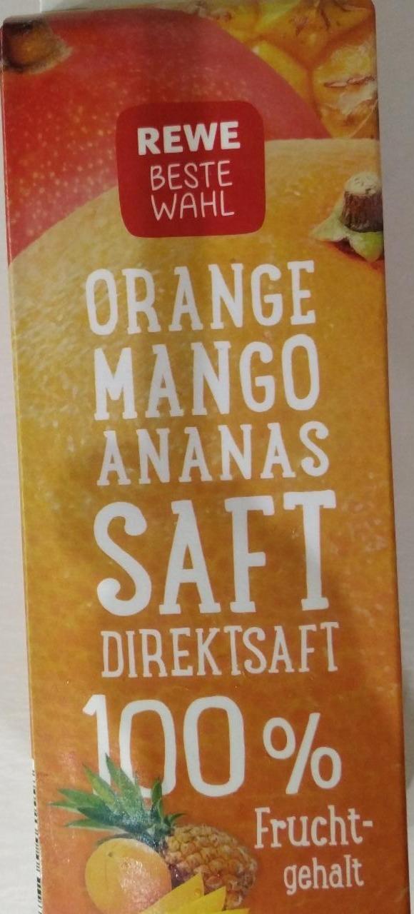 Fotografie - Orange Mango Ananas Saft 100% Rewe