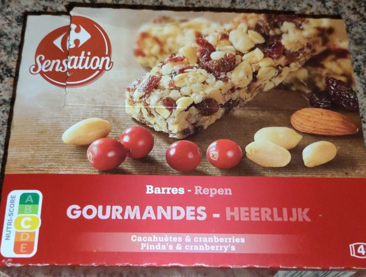 Fotografie - Barres gourmandes cacahuètes & cranberries Carrefour Sensation
