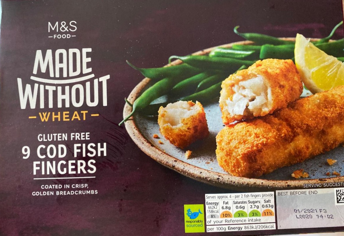 Fotografie - M&S Made Without Wheat 9 Cod Fish Fingers