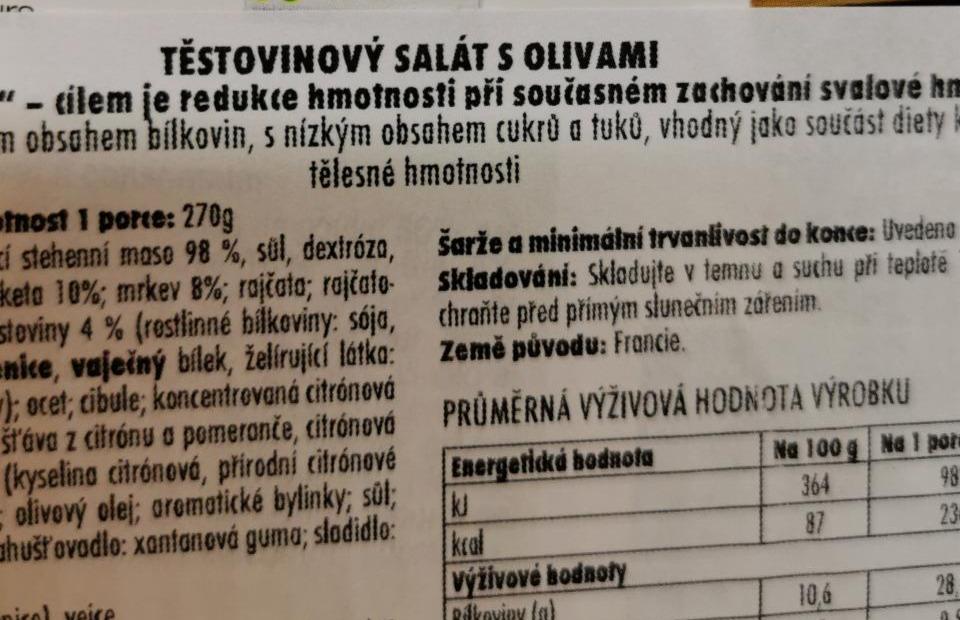 Fotografie - Těstovinový salát s olivami Control Nutrisaveurs