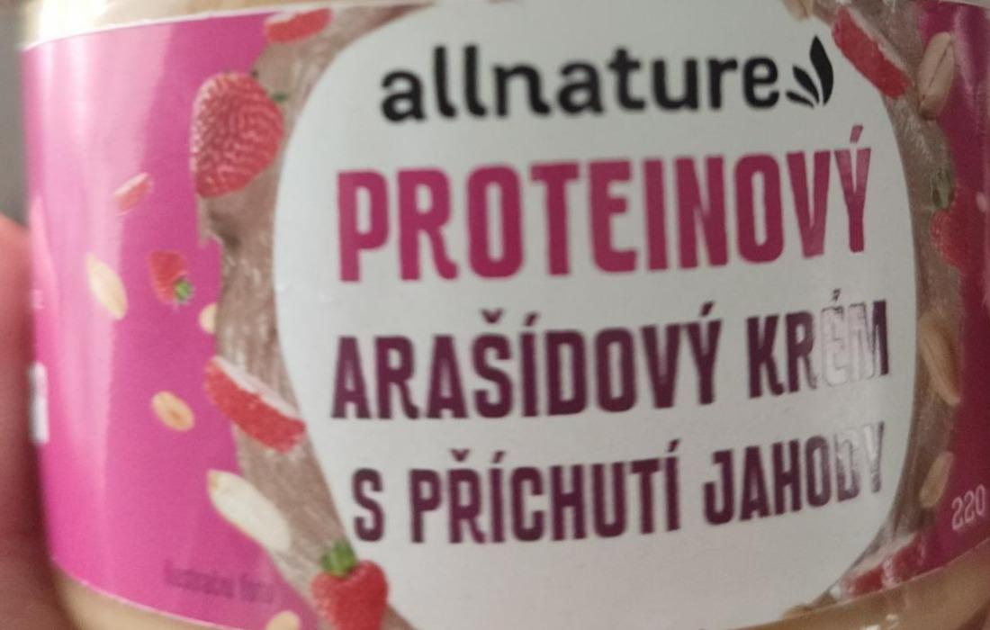 Fotografie - Proteinový arašídový krém s příchutí jahody Allnature