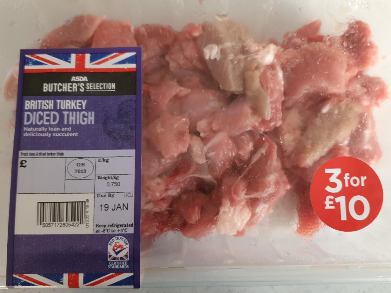 Fotografie - Butcher's Selection British Turkey Diced Thigh Asda