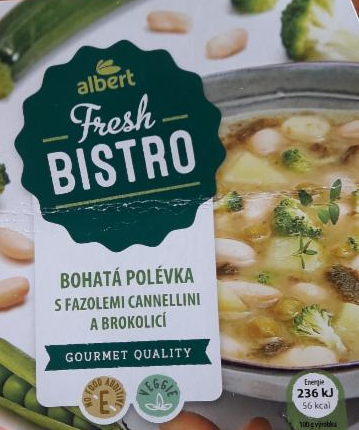 Fotografie - Bohatá polévka s fazolemi cannellini a brokolicí Albert Fresh Bistro