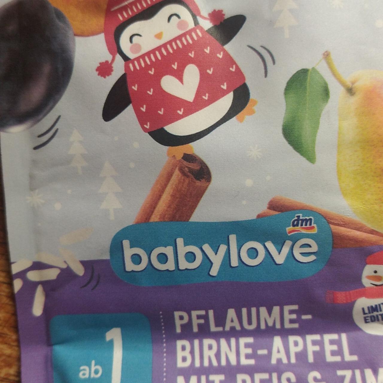 Fotografie - Bio Pflaume-Birne-Apfel mit Reis und Zimt Babylove