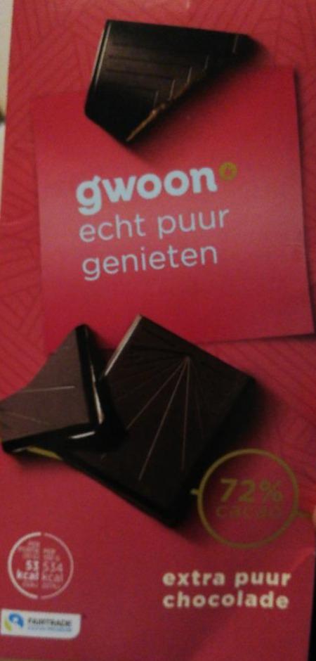 Fotografie - Extra puur chocolade 72% Gwoon